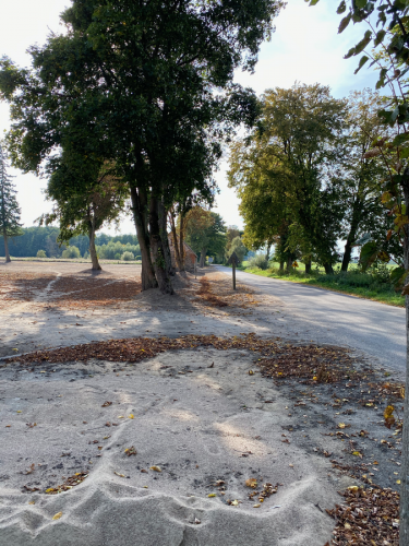 Widok spod zlewni na drogę do Stawisk