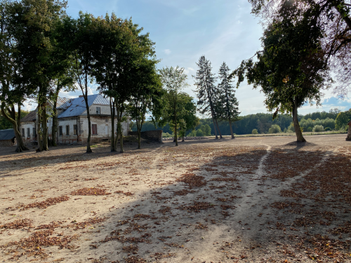 Widok na dwór spod zlewni